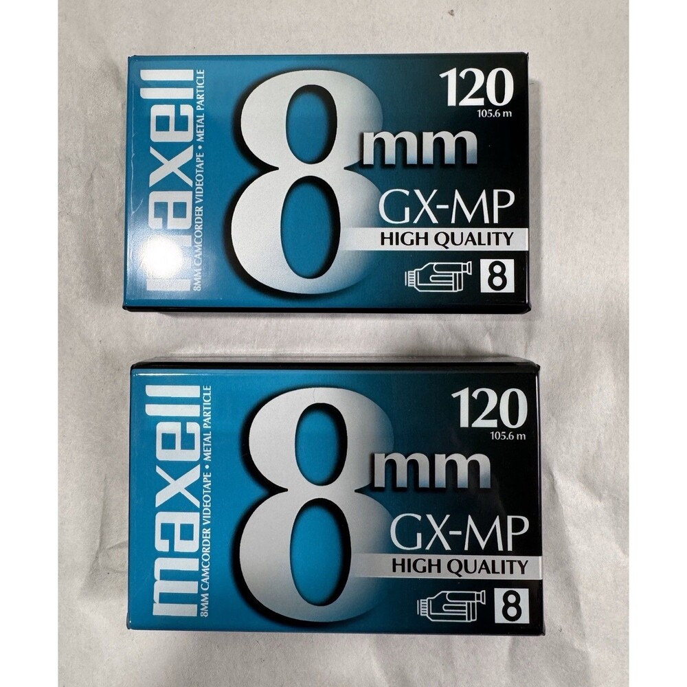 Maxell 8mm (GX-MP 120) High Quality  Camcorder Video Cassette (2) Brand New